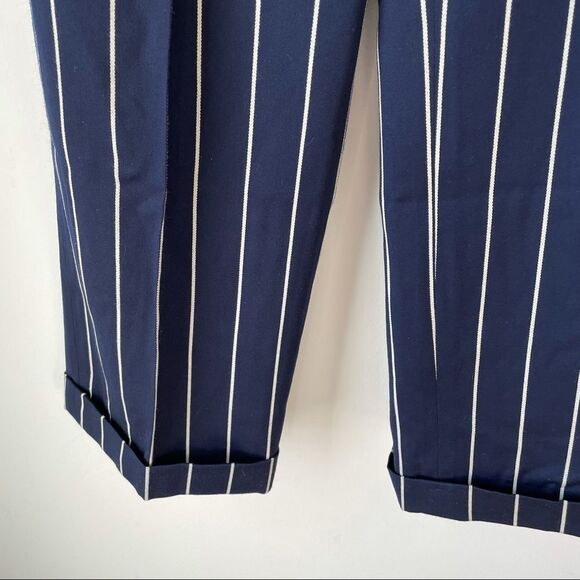 Vintage navy blue high waisted wool pinstripe tailored trousers XS - Picture 7 of 8